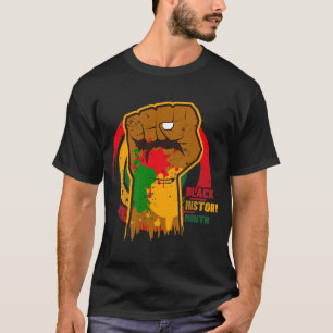 アフロのアフリカ地図と黒い歴史月 Tシャツ