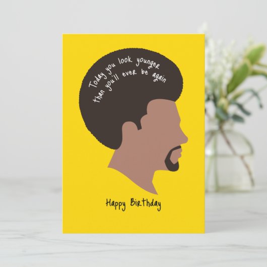 アフロのヘアカードを持つアフリカ系アメリカ人男性 招待状 (スタンド正面)