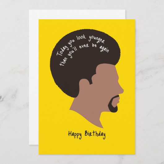 アフロのヘアカードを持つアフリカ系アメリカ人男性 招待状 (正面/裏面)