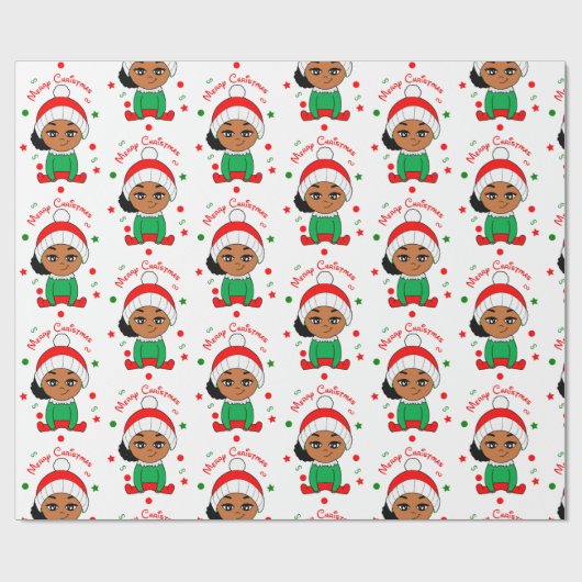 アフロのベビーガールがクリスマスアフリカアメリカ人を怒らせる ラッピングペーパー