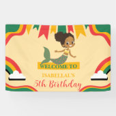 アフロのマーメイドが可愛いアフリカ系アメリカ人女子の誕生日 横断幕 (横)