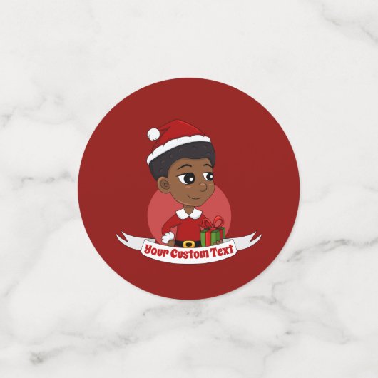 アフロの漫画を持つクリスマスガール コンフェッティ (スモール正面)