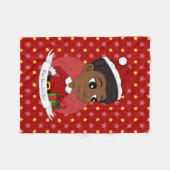 アフロの漫画を持つクリスマスガール フリースブランケット (正面(横))