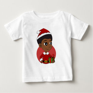 アフロの漫画を持つクリスマスガール ベビーTシャツ