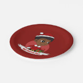 アフロの漫画を持つクリスマスガール ペーパープレート (アングル)