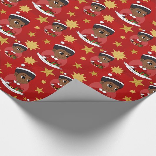 アフロの漫画を持つクリスマスガール ラッピングペーパー (角)
