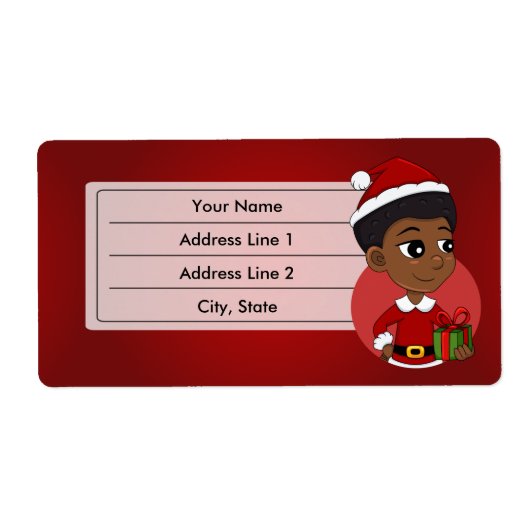 アフロの漫画を持つクリスマスガール ラベル (正面)