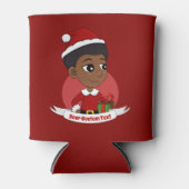 アフロの漫画を持つクリスマスガール 缶クーラー (正面)