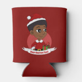 アフロの漫画を持つクリスマスガール 缶クーラー (裏面)