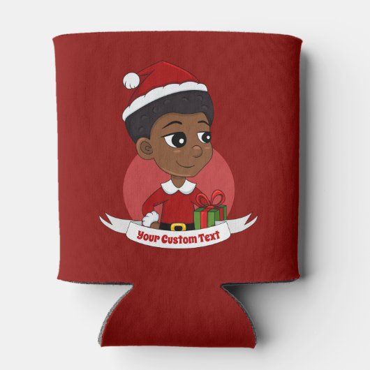 アフロの漫画を持つクリスマスガール 缶クーラー (裏面)