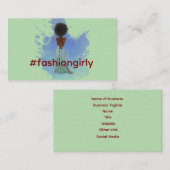 アフロの黒人ファッションガール 名刺 (正面/裏面)