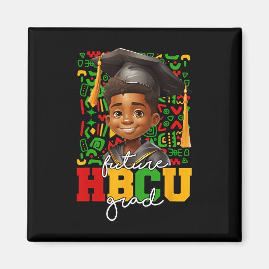 アフロの黒人男性の大学卒業式 未来のHBCU卒業生 マグネット (正面)