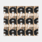 アフロの黒人花嫁 フリースブランケット (正面(横))