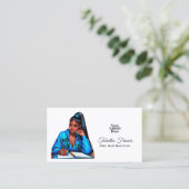 アフロはっきりしたブラック女性エンパワーメントデザイン 名刺 (スタンド正面)