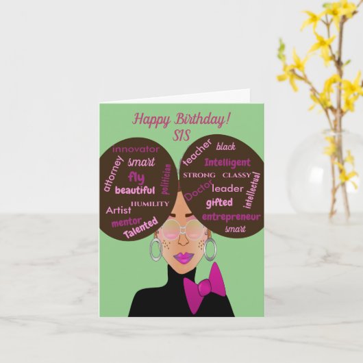 アフロアメリエレガントカのいとこの誕生日カード カード (黄色い花)