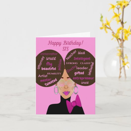 アフロアメリエレガントカの姉妹誕生日カード カード (黄色い花)