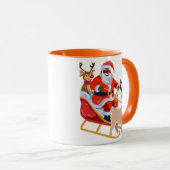 アフロアメリカンのサンタと友達 マグカップ (正面右)