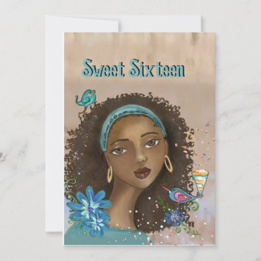 アフロアメリカンガールスウィート16バースデーパーティー招待状 招待状 (正面)