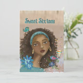 アフロアメリカンガールスウィート16バースデーパーティー招待状 招待状 (スタンド正面)