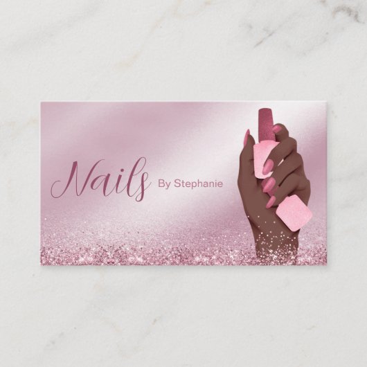 アフロアメリカングリッターネイルアーティストマニキュア美しい 名刺 (正面)