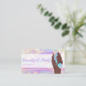 アフロアメリカングリッターホログラフィックオパールネイルサロン 名刺 (スタンド正面)