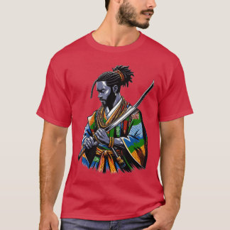 アフロアメリカンサムライアニメ漫画日本武士 Tシャツ