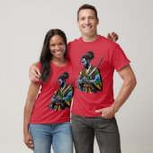 アフロアメリカンサムライアニメ漫画日本武士 Tシャツ (ユニセックス)