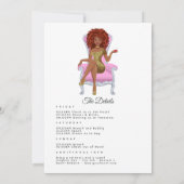 アフロアメリカ人クイーンの独身パーティー 招待状 (裏面)