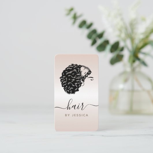 アフロエレガントヘアガールクリームグラデーショントレンディーサロン 名刺 (スタンド正面)