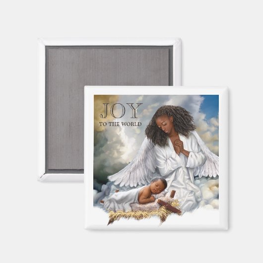 アフロエンジェルとベビーイエズスのクリスマスマグネット マグネット (正面/裏面)