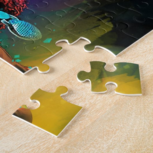 アフロカラフル付き美しいアフリカ人女性 ジグソーパズル (側面)