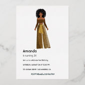 アフロガールバースデーパーティーフォイル招待状 箔招待状 (裏面)