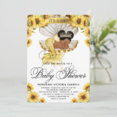 アフロガールヒマワリーベビーシャワー招待状 招待状 (スタンド正面)