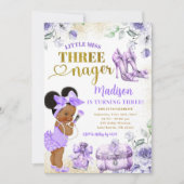 アフロガール パープルゴールド リトルミス サードネイジャー パーティー 招待状 (正面)