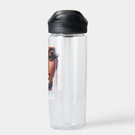 アフロクイーンアートファッションメラニンシックカスタムホテル ウォーターボトル (背面)