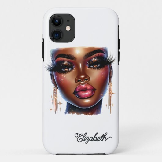 アフロクイーンメラニンチックファッションアート Case-Mate iPhoneケース (裏面)