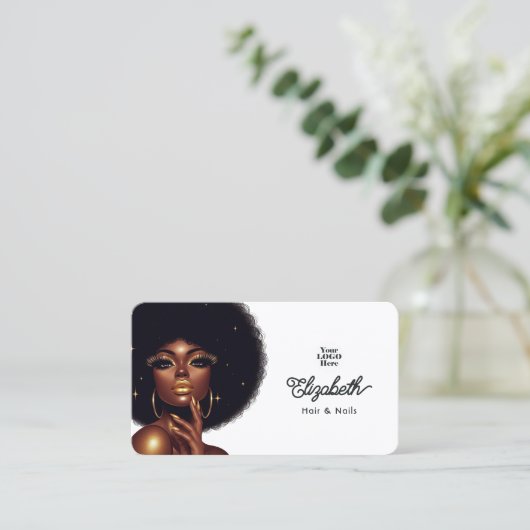 アフログはっきりしたラム美しいサロンビジネスブランディング 名刺 (スタンド正面)
