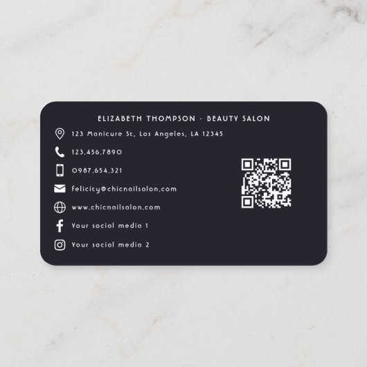 アフログはっきりしたラム美しいサロンビジネスブランディング 名刺 (裏面)