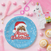 アフロサンタクロースメリークリスマス紙プレート ペーパープレート (パーティー)