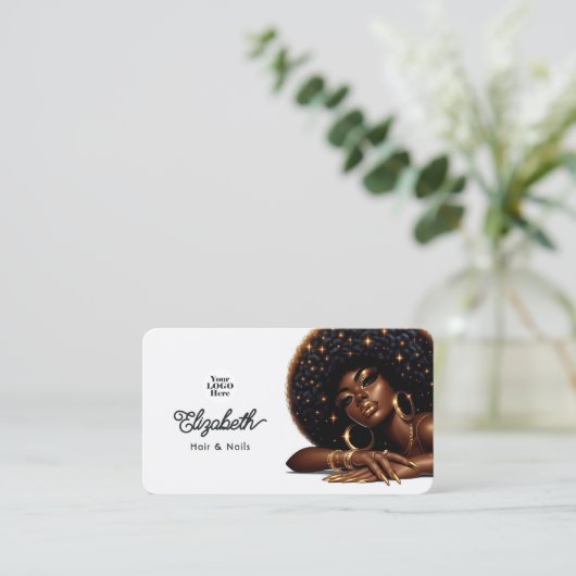 アフロシきらめくックヘア&ネイルサロン 名刺 (スタンド正面)