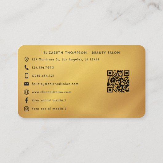 アフロシきらめくックヘア&ネイルサロン 名刺 (裏面)