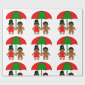 アフロジンジャーブレッドマンクリスマスプレゼント包装紙 ラッピングペーパー (フラット)