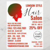 アフロスタイル、ヘアスタイリスト、ヘアサロン広告 チラシ (正面)