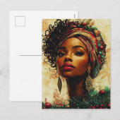 アフロセントリックなクリスマスの女王 - フラットホリデーカード シーズンポストカード (正面/裏面)