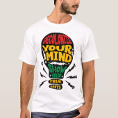 アフロセントリックなデザインで心を解放 Tシャツ (正面)