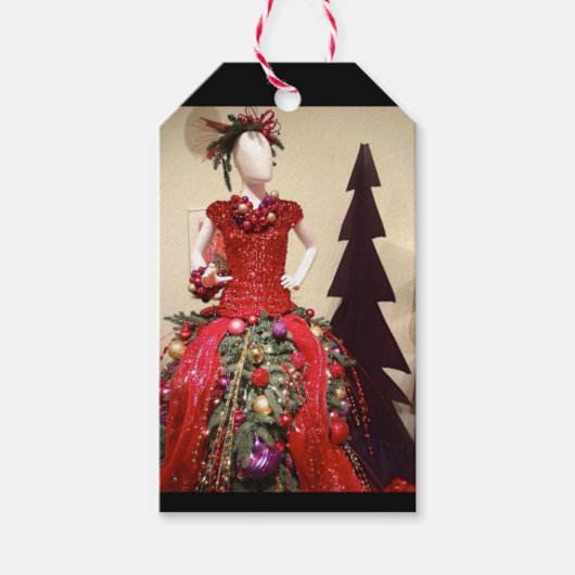 アフロセントリックドレス型枠マネキンクリスマスツリー ギフトタグ (正面)