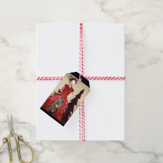 アフロセントリックドレス型枠マネキンクリスマスツリー ギフトタグ (より糸付き)