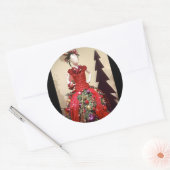 アフロセントリックドレス型枠マネキンクリスマスツリー ラウンドシール (封筒)