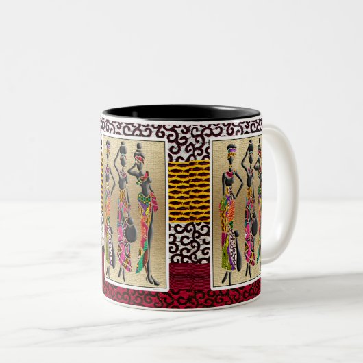 アフロセントリック部族お祝い ツートーンマグカップ (正面右)