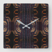 アフロセントリック部族モチーフ スクエア壁時計 (正面)